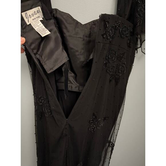 Vintage Jovani Beaded Mesh Black knee length cocktail Dress Sz 8 y2k prom party - Picture 5 of 6